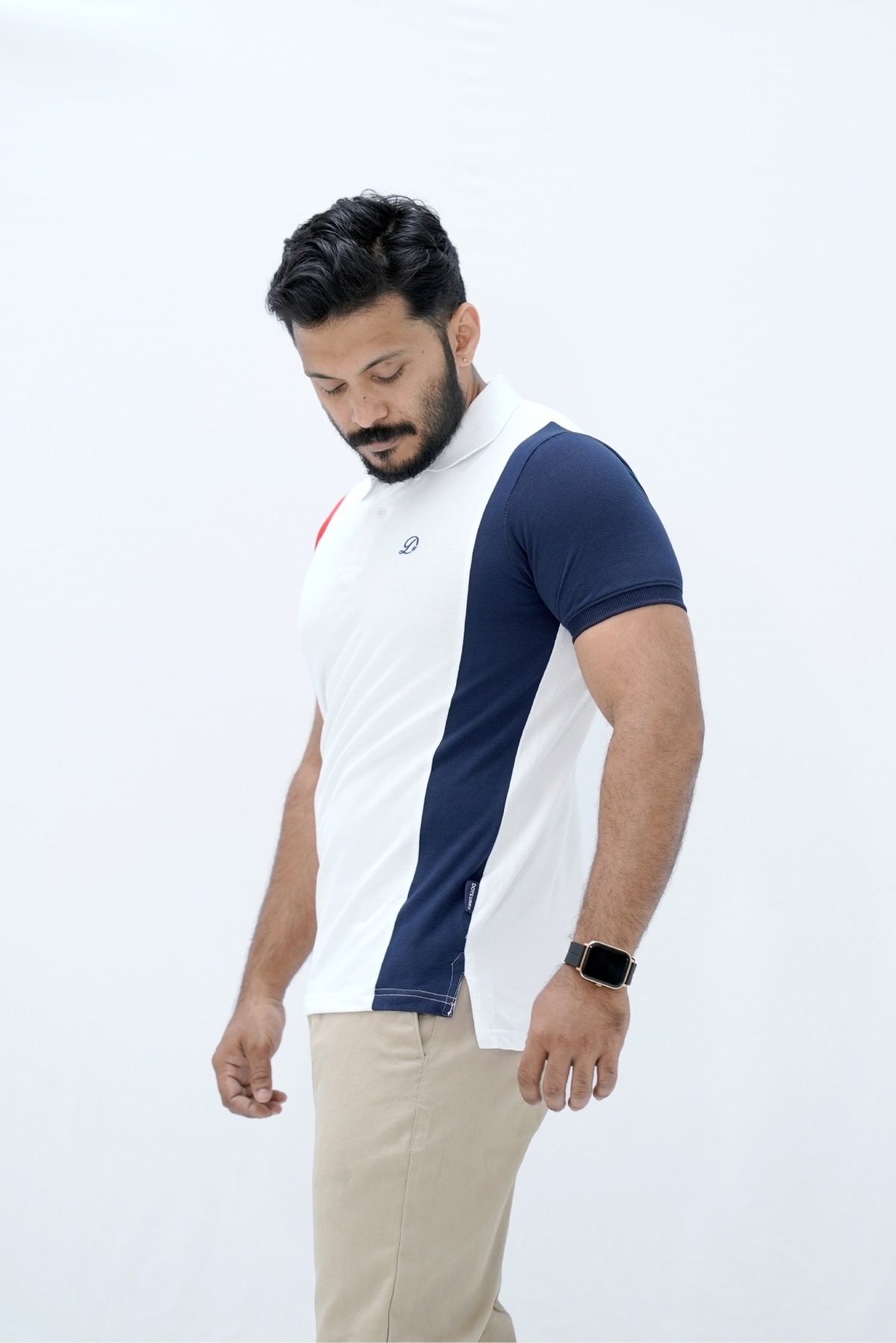 TriTone Polo – Classic Red Navy - Image 3