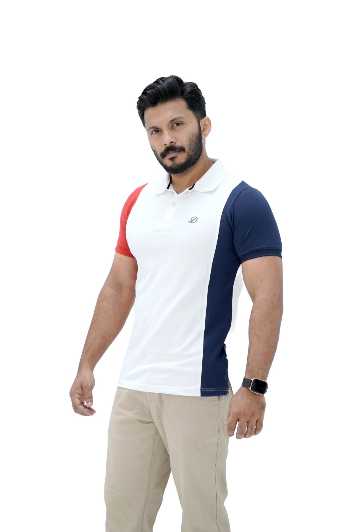 TriTone Polo – Classic Red Navy